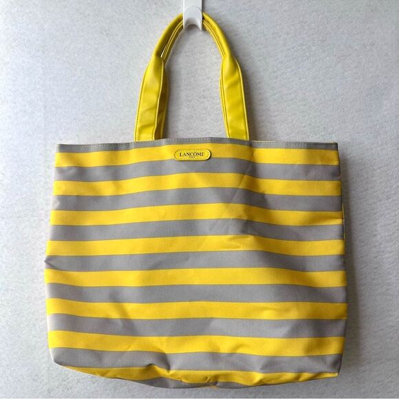 Vintage New Lancôme Tote with Stripes Cosmetic traveler Beauty Bag - Picture 1 of 8
